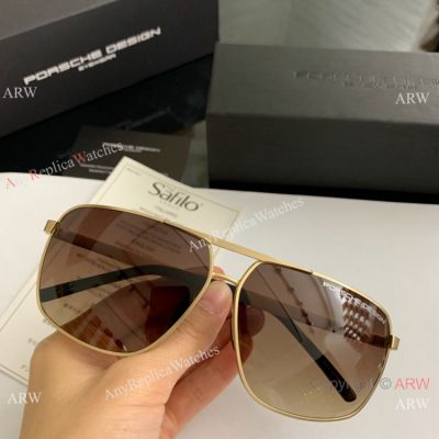 Porsche Brown Progressive lenses Gold Frame Sunglasses Replica AAA+